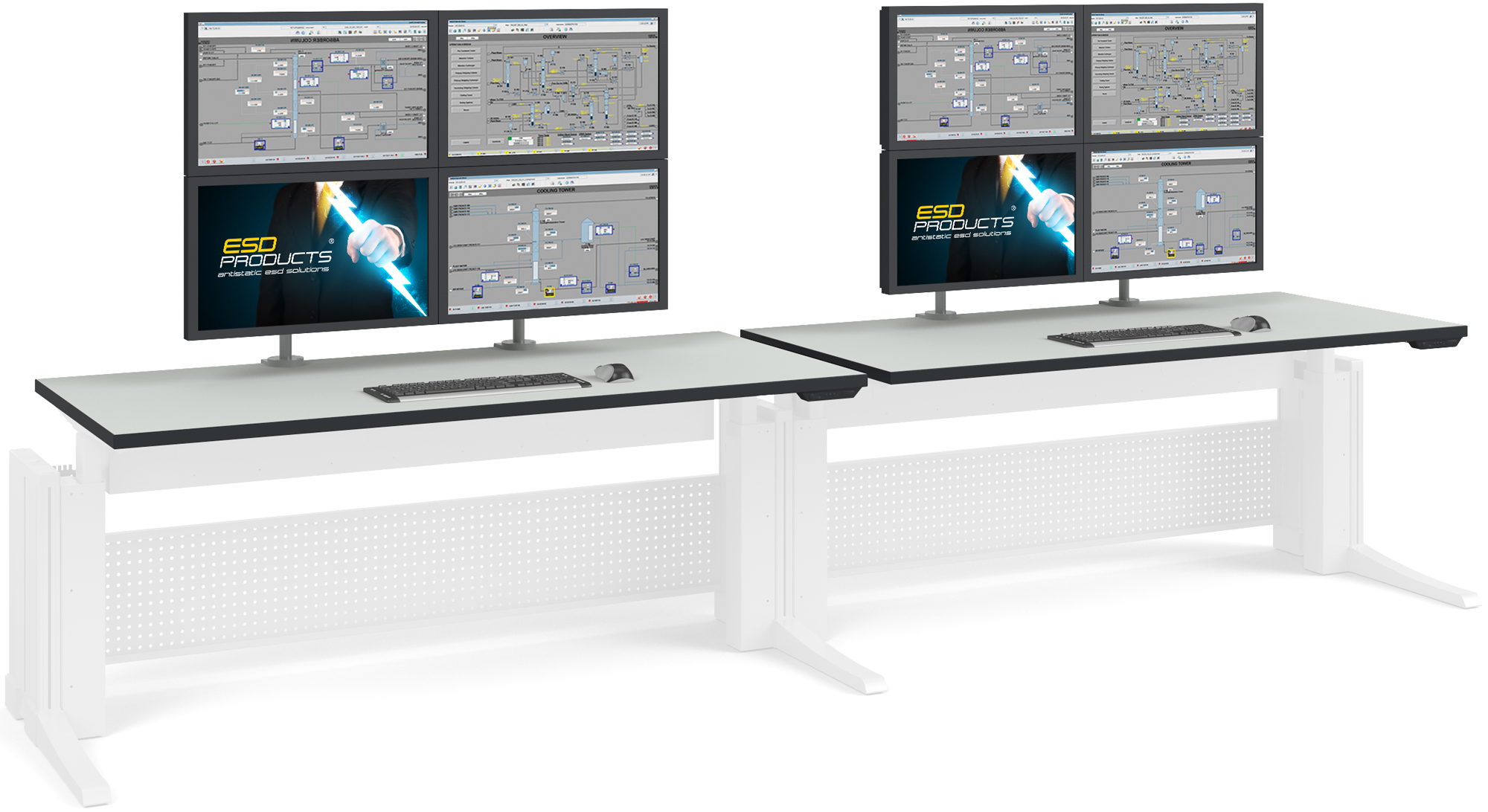 	VC-E Linear Shape Working Surface 1800 x 800 mm Vertiv Knurr Workstations Elicon Electronic Console